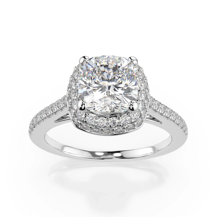 18K White Gold Cushion Cut Lab Grown Diamond Double Halo Engagement Ring 1.0 - 2.0ct - Triple