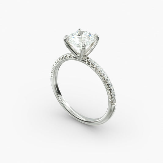 18K White Gold Lab Grown Diamond Engagement Ring 1.0 - 2.5ct - Triple