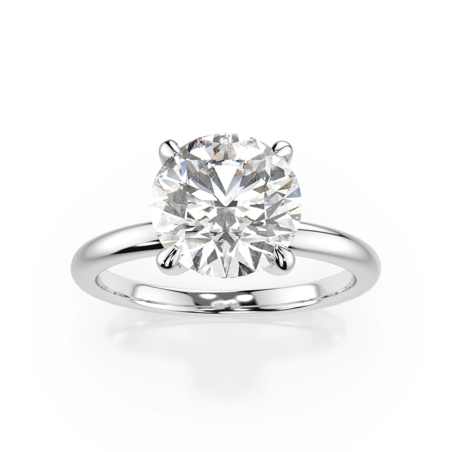 18K White Gold Round Brilliant Lab Grown Diamond Claw Prong Solitaire Ring 1.0 - 2.0ct - Triple