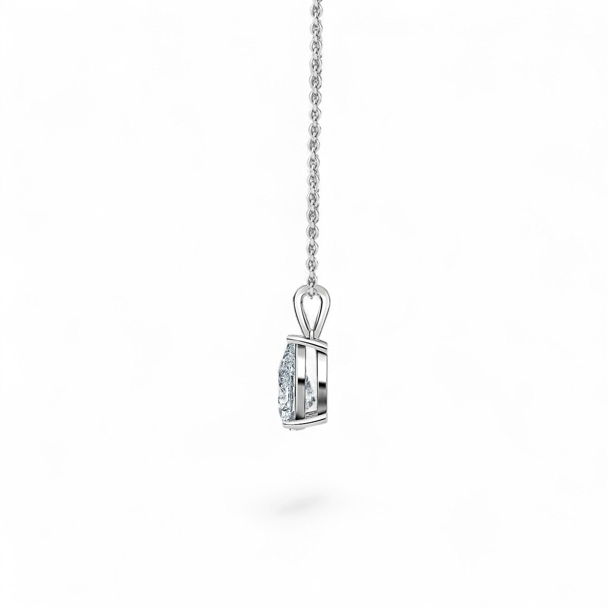 18K Yellow Gold Marquise Cut Lab Grown Diamond Pendant Necklace 1.0 - 3.0ct - Triple