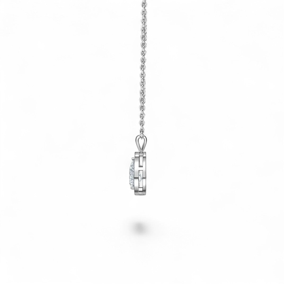 18K Yellow Gold Pear Cut Lab Grown Diamond Halo Pendant Necklace 1.0 - 3.0ct - Triple