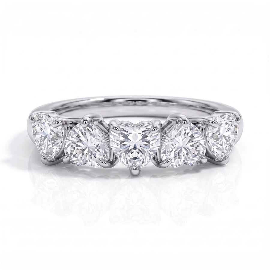 Heart Shape Lab-Grown Diamond Five Stone Anniversary Ring | Triple Jewelry