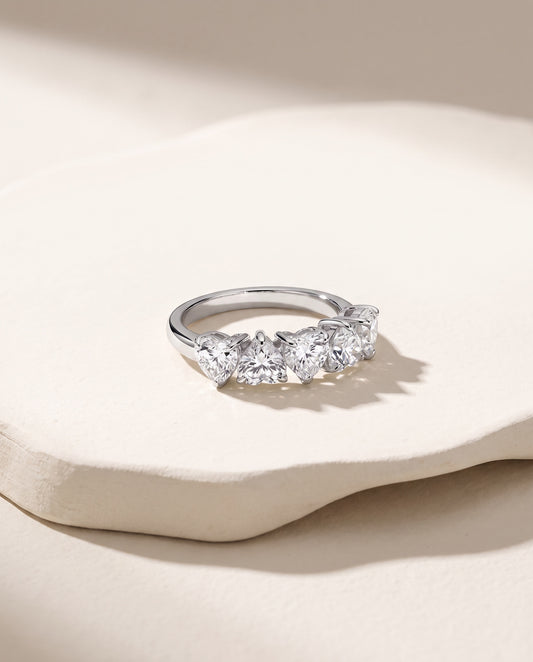Heart Shape Lab-Grown Diamond Five Stone Anniversary Ring | Triple Jewelry