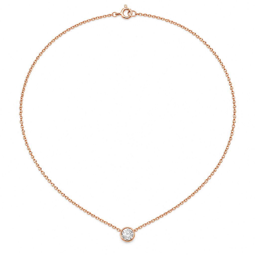 Classic Bezel Lab Grown Diamond Solitaire Pendant Necklace | Triple Jewelry