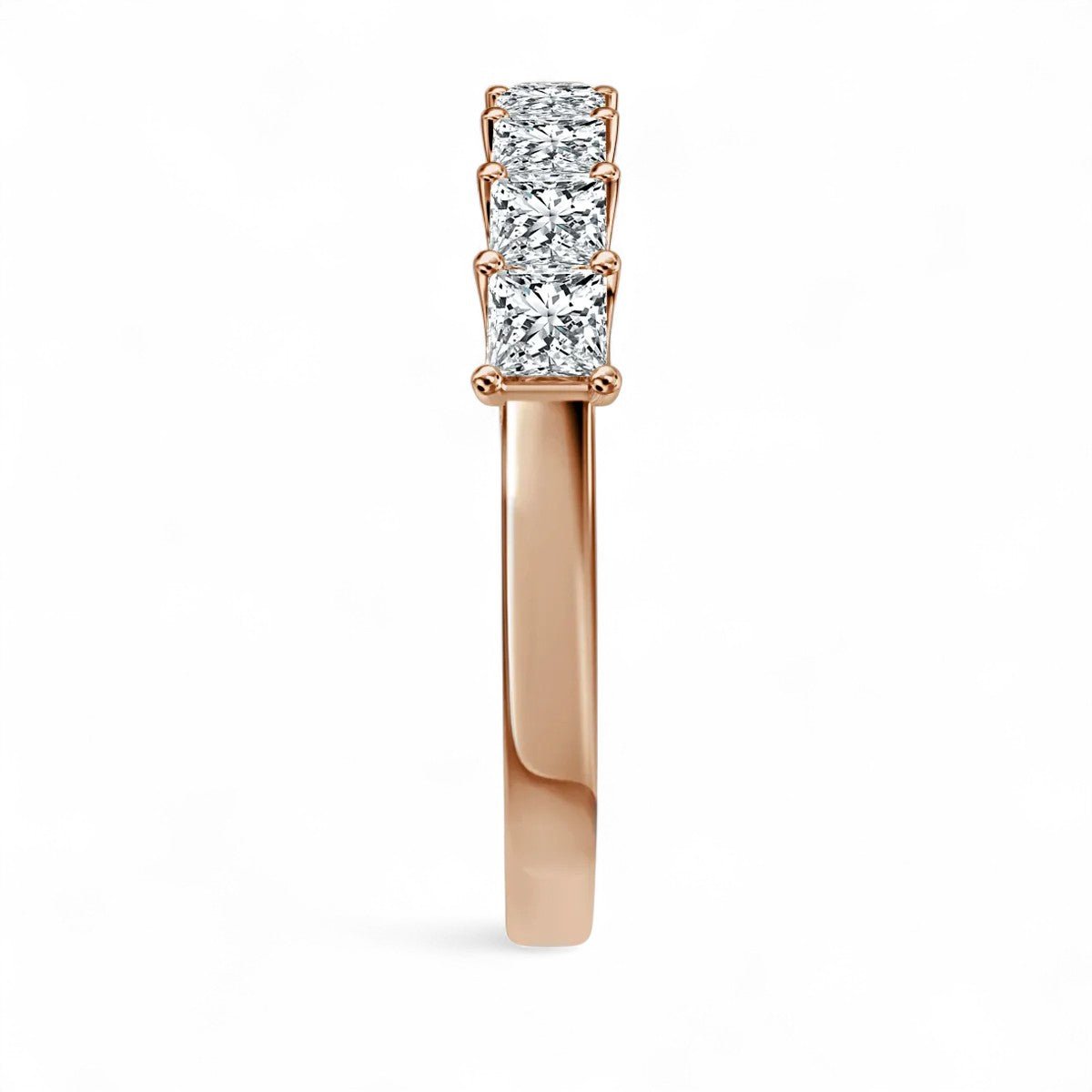 18K Rose Gold 9 Stone Princess Cut Lab Grown Diamond Eternity Ring 0.54 - 1.8ct - Triple