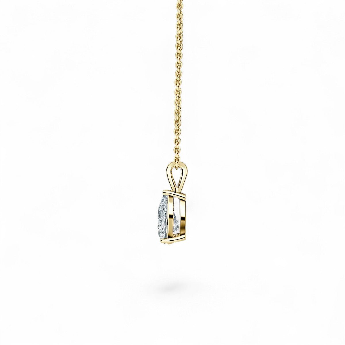 18K Rose Gold Pear Cut Lab Grown Diamond Pendant Necklace 1.0 - 3.0ct - Triple