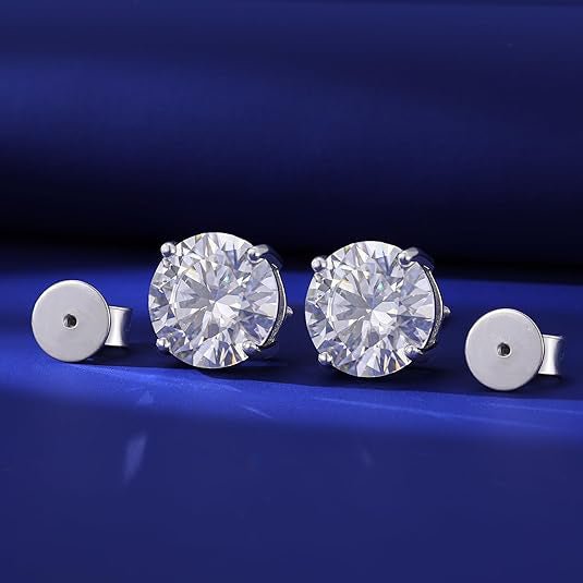 18K White Gold 4 Prong Lab Grown Diamond Stud Earrings 1.0 - 3.0ct - Triple
