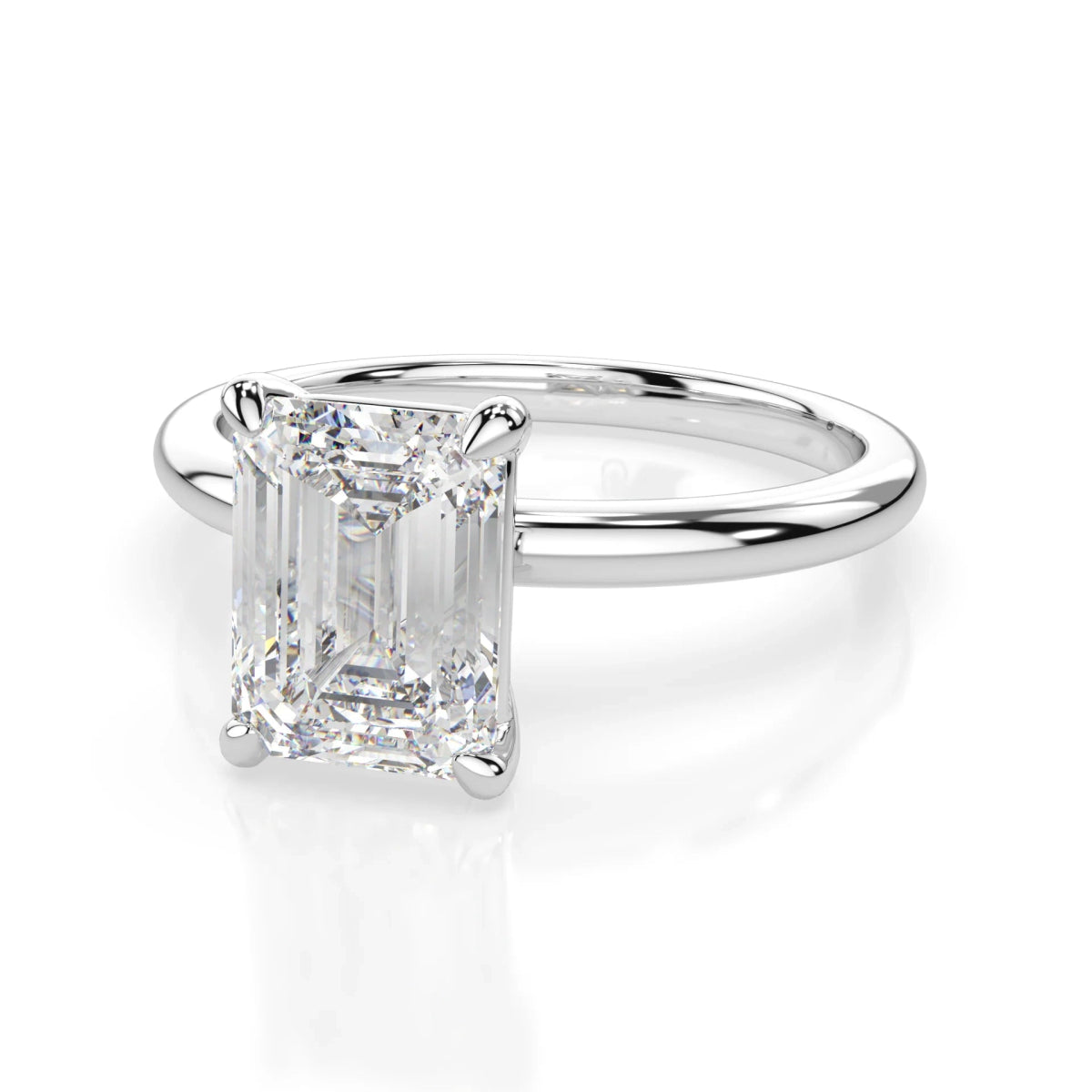 18K White Gold Emerald Cut Lab Grown Diamond 1.0 - 2.0ct - Triple