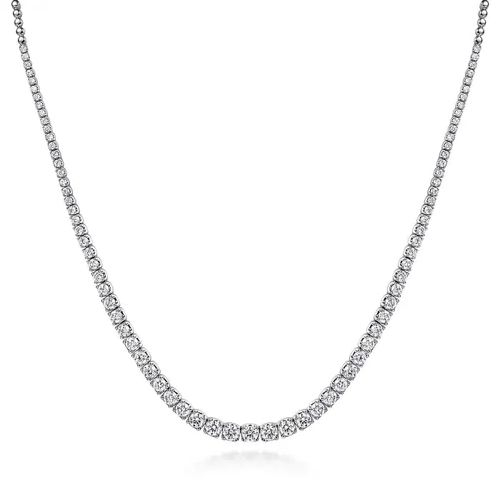 18K White Gold Graduated Lab Grown Diamond Necklace 5.0 - 10.0ct - Triple