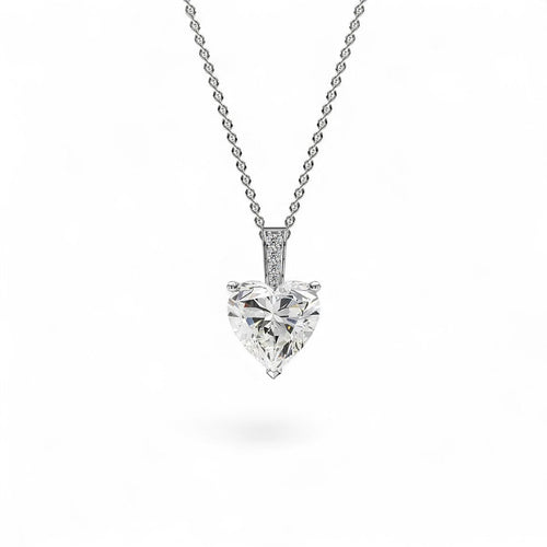 18K White Gold Heart-Shaped Lab Grown Diamond Necklace 1.0-3.0ct