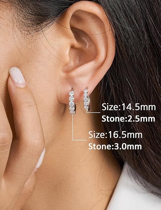 18K White Gold Lab Grown Diamond Hoop Earrings 0.60 - 1.00ct - Triple