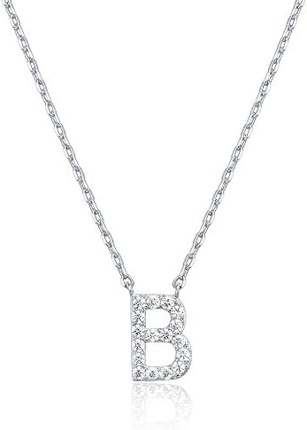 18K White Gold Lab Grown Diamond Initial Necklace, Letter Dainty Necklaces for Women - Triple