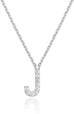 18K White Gold Lab Grown Diamond Initial Necklace, Letter Dainty Necklaces for Women - Triple