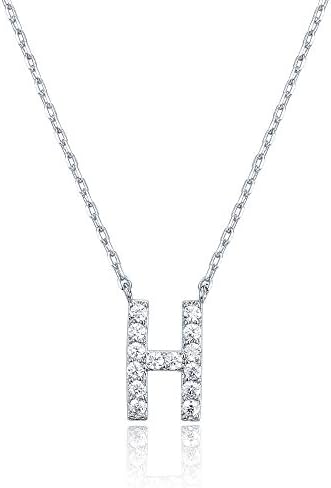 18K White Gold Lab Grown Diamond Initial Necklace, Letter Dainty Necklaces for Women - Triple