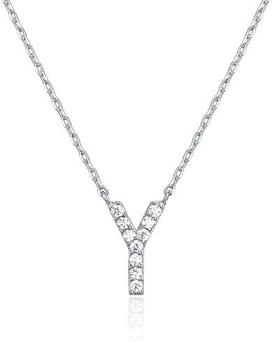 18K White Gold Lab Grown Diamond Initial Necklace, Letter Dainty Necklaces for Women - Triple