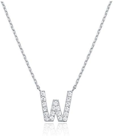 18K White Gold Lab Grown Diamond Initial Necklace, Letter Dainty Necklaces for Women - Triple