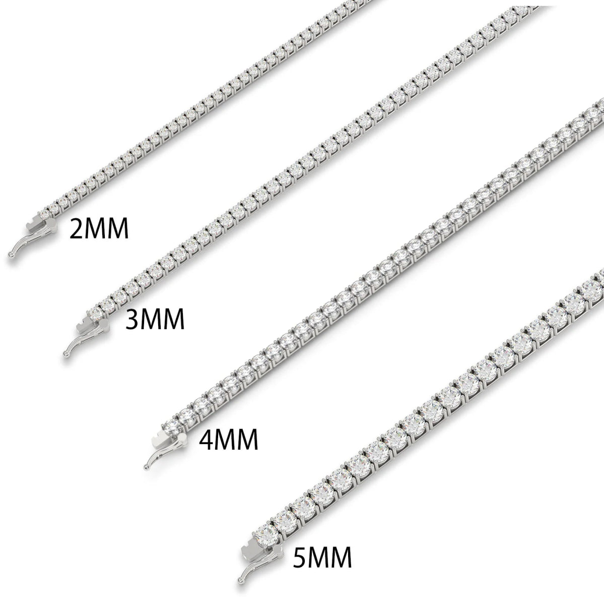 18K White Gold Lab Grown Diamond Tennis Bracelet 5.0 - 10.0ct - Triple