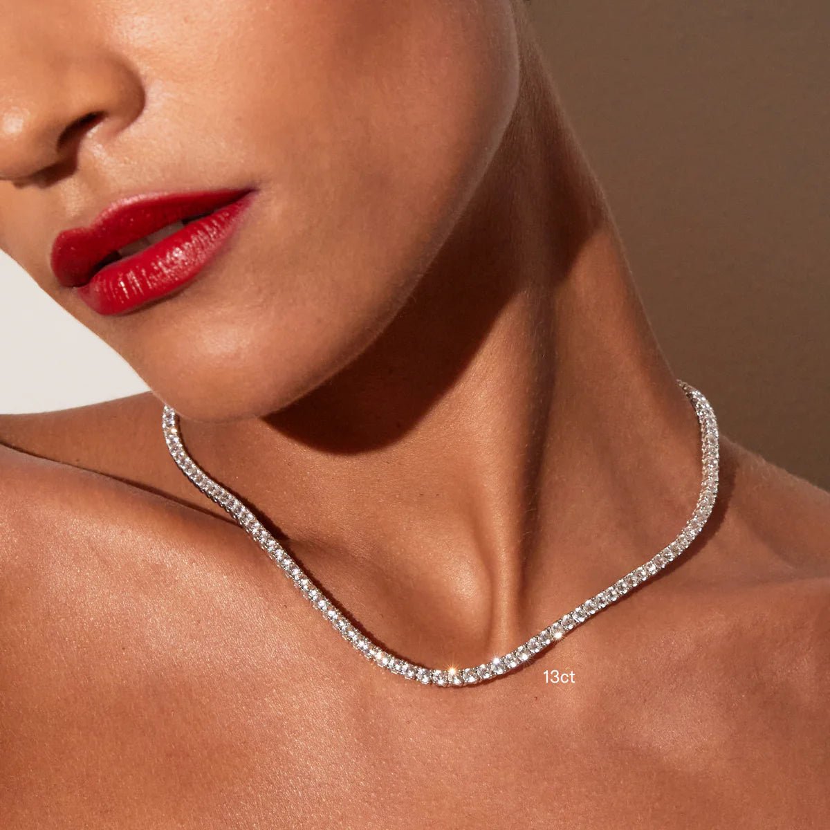 18K White Gold Lab Grown Diamond Tennis Necklace 5.0 - 15.0ct - Triple