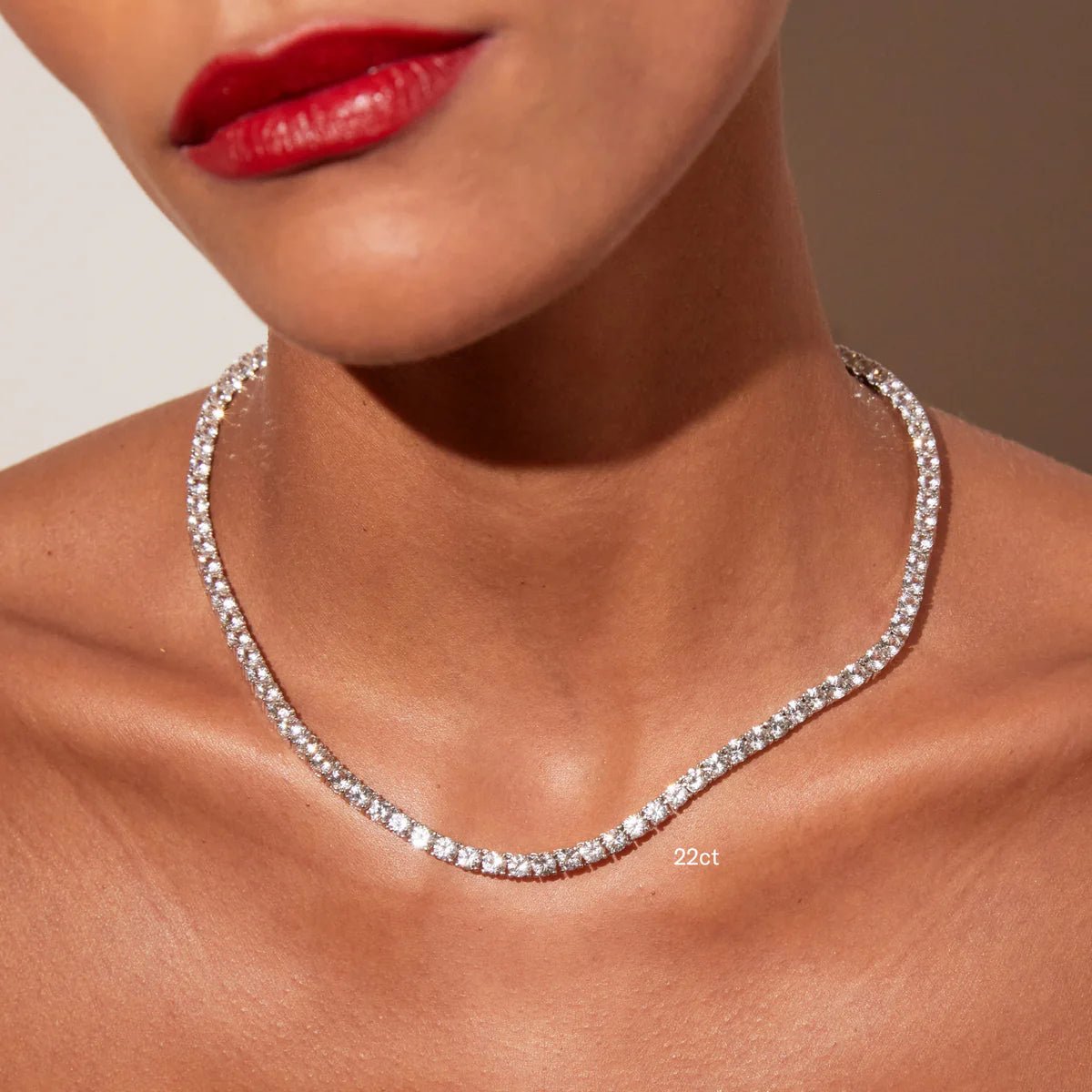 18K White Gold Lab Grown Diamond Tennis Necklace 5.0 - 15.0ct - Triple