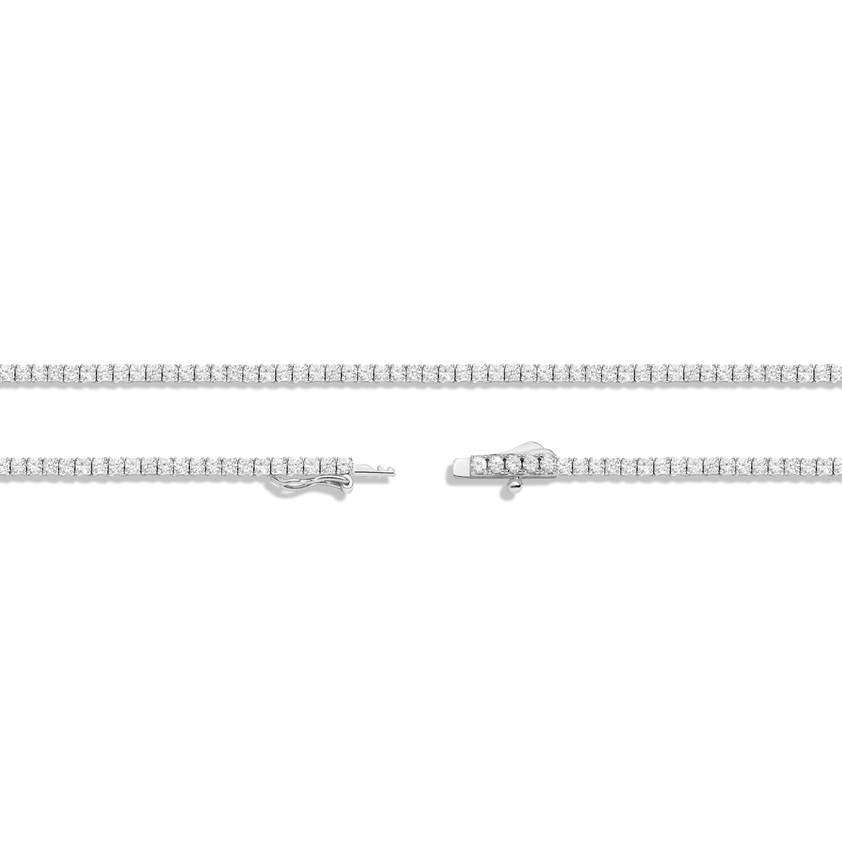 18K White Gold Lab Grown Diamond Tennis Necklace 5.0 - 15.0ct - Triple