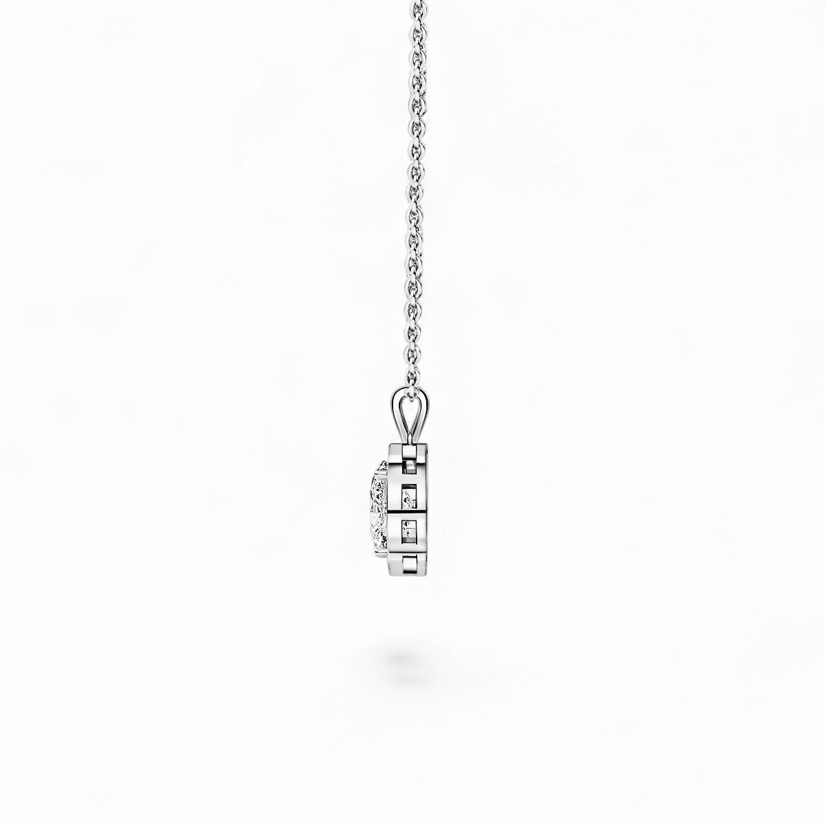 18K White Gold Oval Cut Lab Grown Diamond Halo Pendant Necklace 1.0 - 3.0ct - Triple