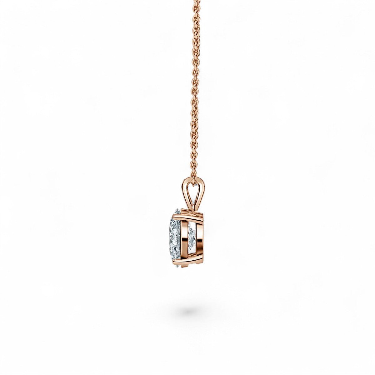 18K White Gold Oval Cut Lab Grown Diamond Pendant Necklace 1.0 - 3.0ct - Triple