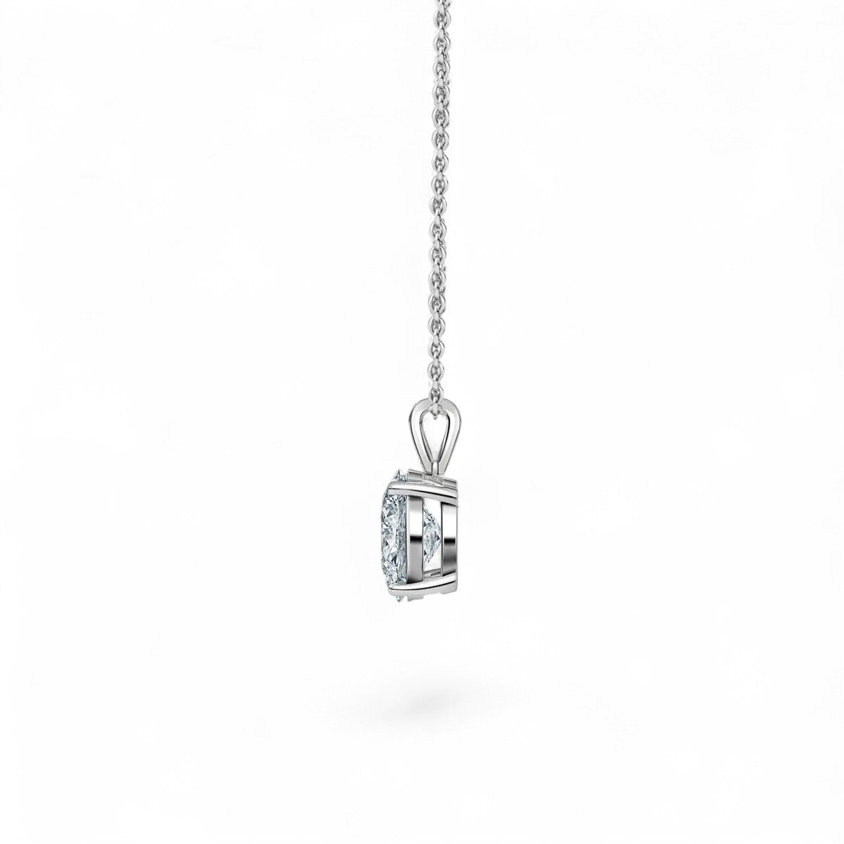 18K White Gold Oval Cut Lab Grown Diamond Pendant Necklace 1.0 - 3.0ct - Triple