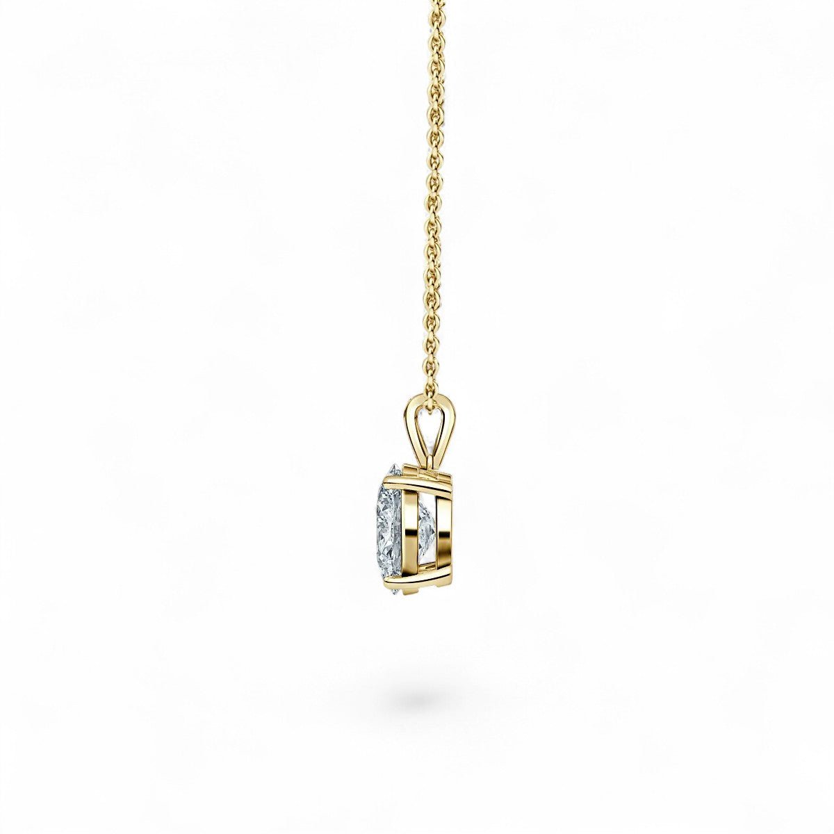 18K White Gold Oval Cut Lab Grown Diamond Pendant Necklace 1.0 - 3.0ct - Triple