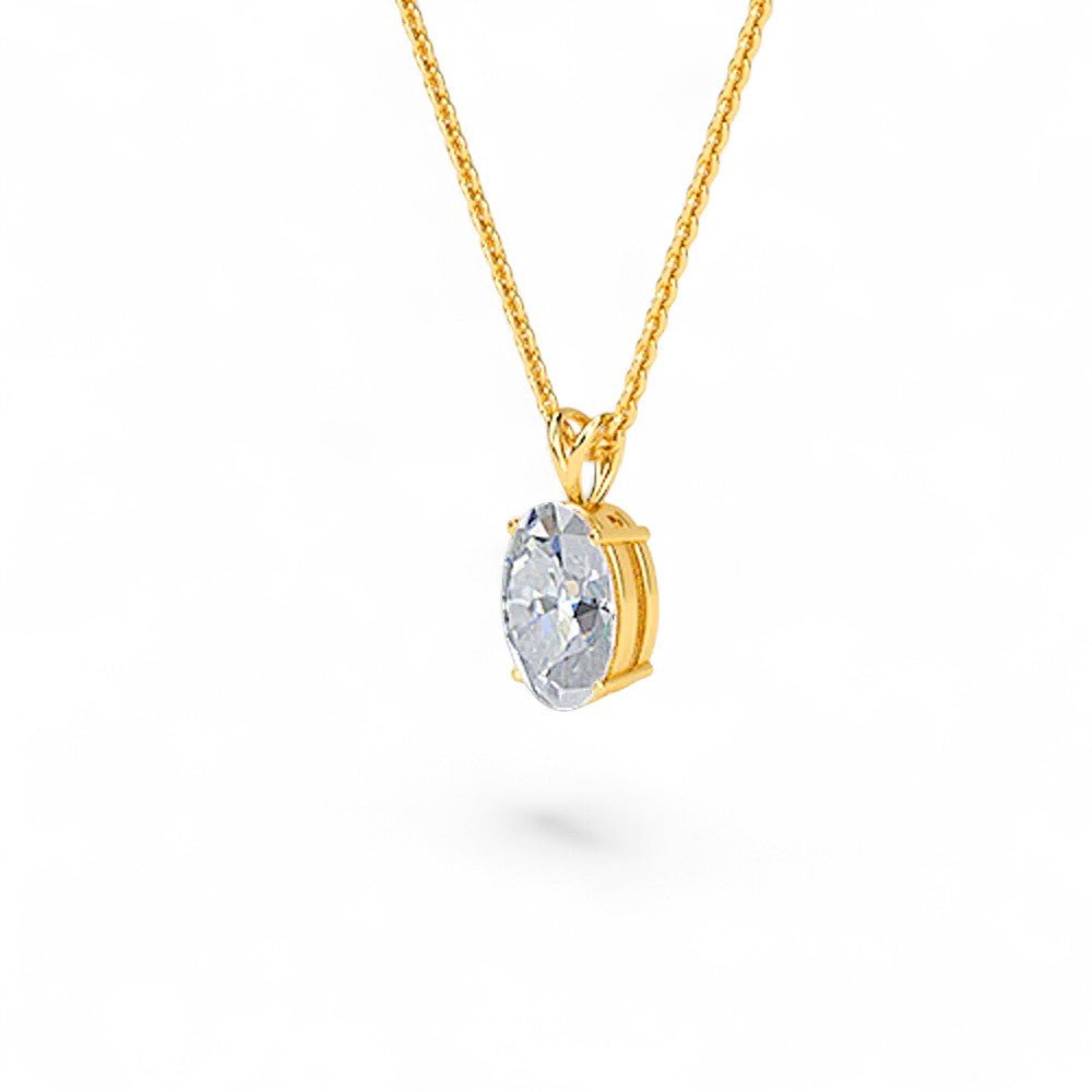 18K White Gold Oval Cut Lab Grown Diamond Solitaire Pendant Necklace 1.0 - 3.0ct - Triple