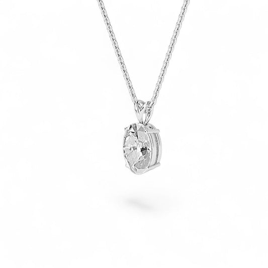 18K White Gold Oval Cut Lab Grown Diamond Solitaire Pendant Necklace 1.0 - 3.0ct - Triple