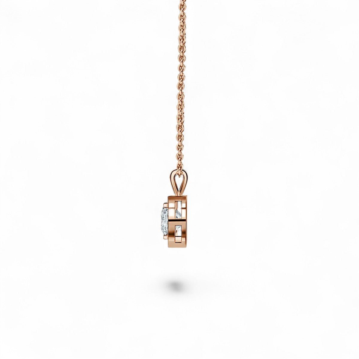 18K White Gold Princess Cut Lab Grown Diamond Halo Pendant Necklace 1.0 - 3.0ct - Triple