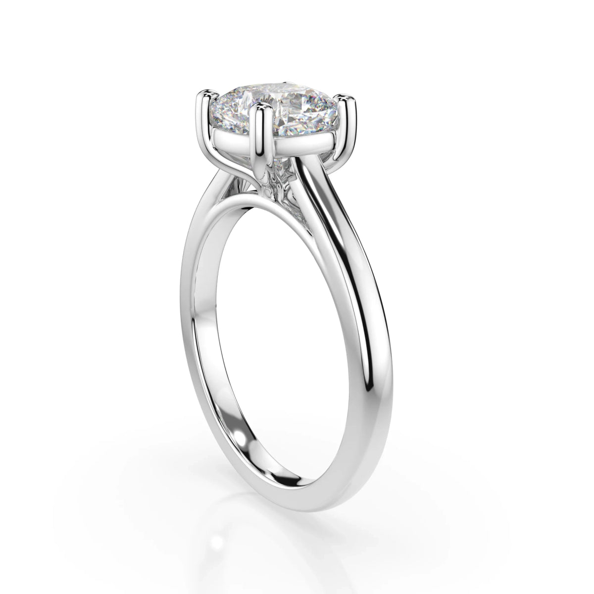 18K White Gold Radiance Cushion Cut Lab Grown Diamond Plain Band Engagement Ring 1.0 - 2.0ct - Triple