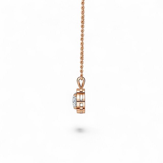 18K White Gold Round Brilliant Cut Lab Grown Diamond Halo Pendant Necklace 1.0 - 3.0ct - Triple