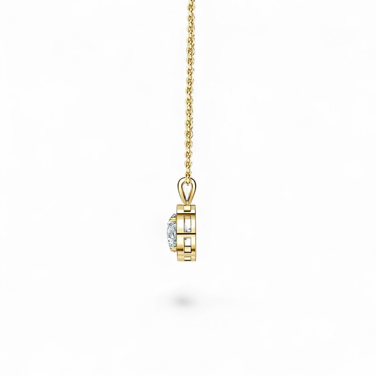18K White Gold Round Brilliant Cut Lab Grown Diamond Halo Pendant Necklace 1.0 - 3.0ct - Triple