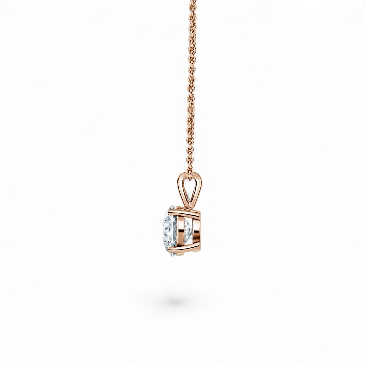 18K White Gold Round Brilliant Cut Lab Grown Diamond Pendant Necklace 1.0 - 3.0ct - Triple