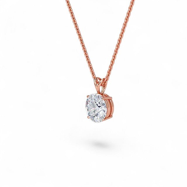 18K White Gold Round Brilliant Cut Lab Grown Diamond Solitaire Pendant Necklace 1.0 - 3.0ct - Triple