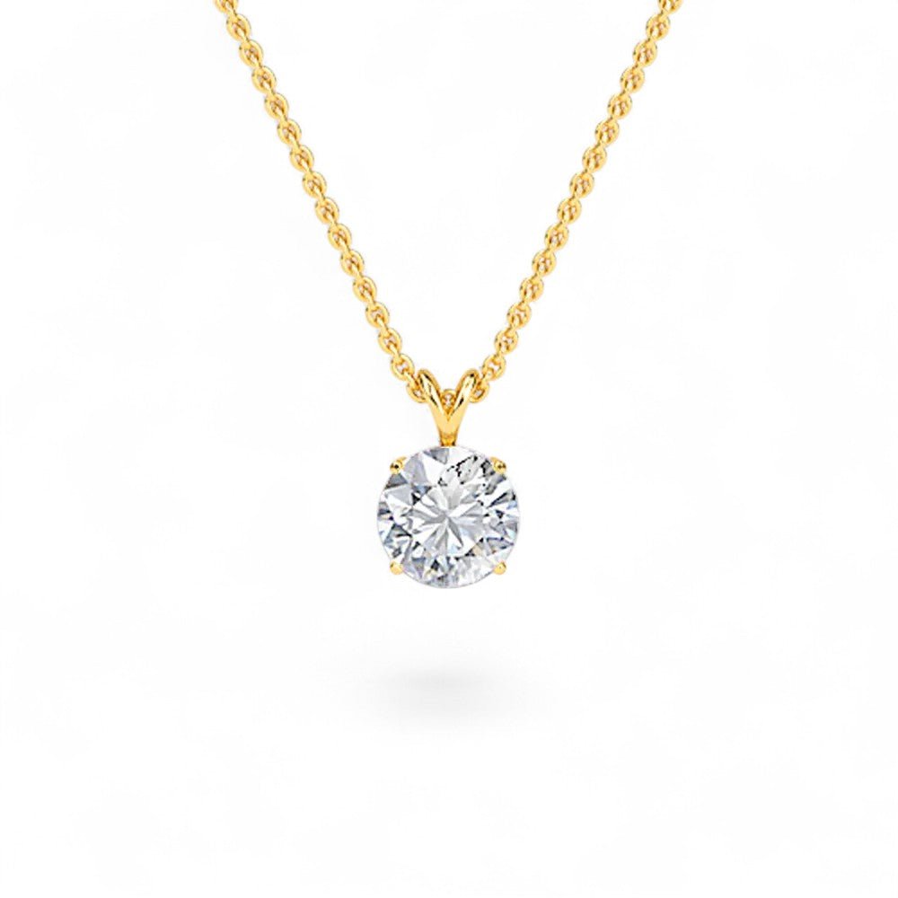 18K White Gold Round Brilliant Cut Lab Grown Diamond Solitaire Pendant Necklace 1.0 - 3.0ct - Triple