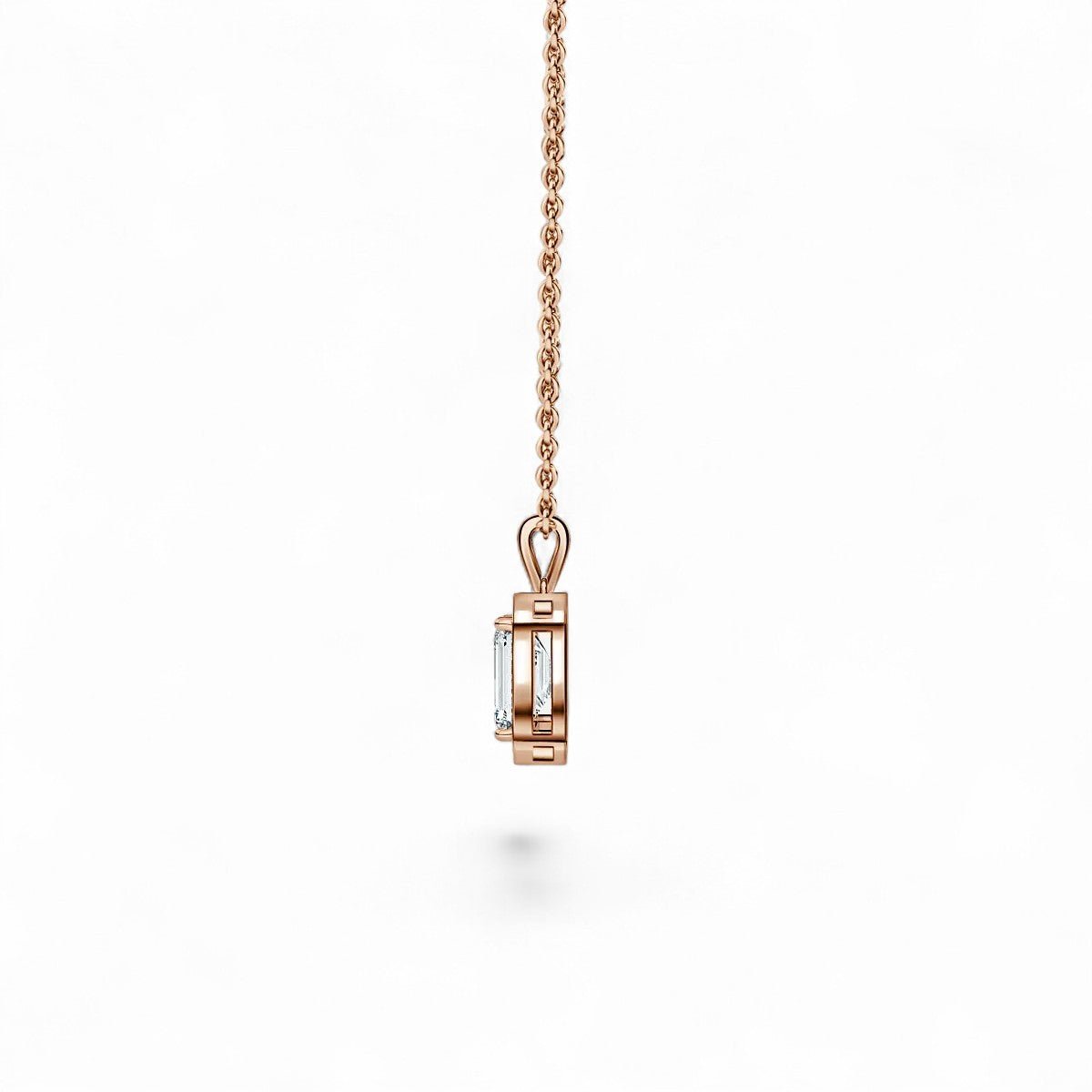 18K Yellow Gold Emerald Cut Lab Grown Diamond Halo Pendant Necklace 1.0 - 3.0ct - Triple