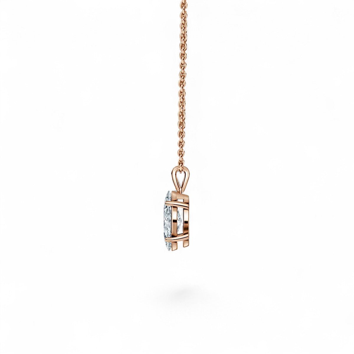 18K Yellow Gold Marquise Cut Lab Grown Diamond Pendant Necklace 1.0 - 3.0ct - Triple