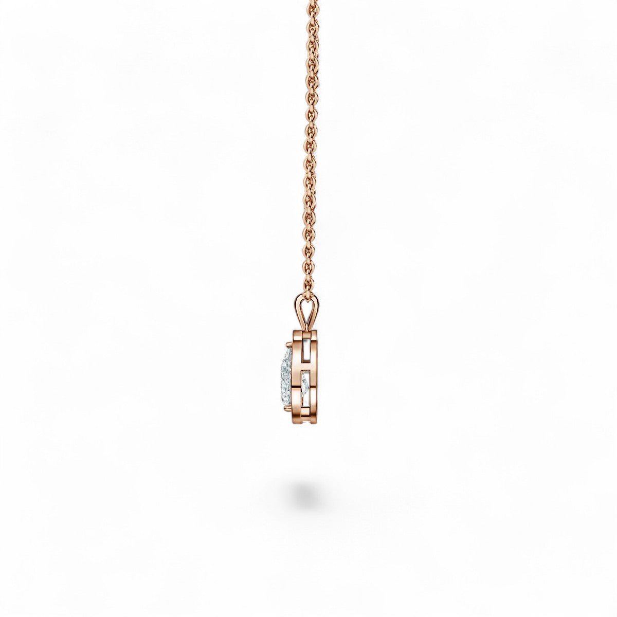 18K Yellow Gold Pear Cut Lab Grown Diamond Halo Pendant Necklace 1.0 - 3.0ct - Triple