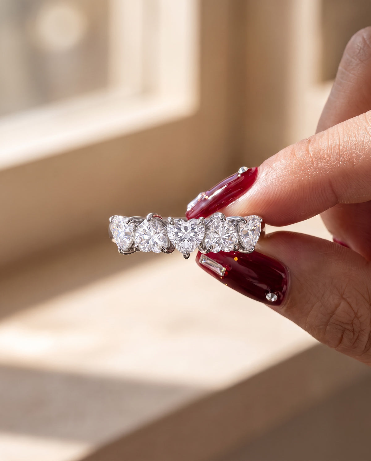 Heart Shape Lab-Grown Diamond Five Stone Anniversary Ring | Triple Jewelry