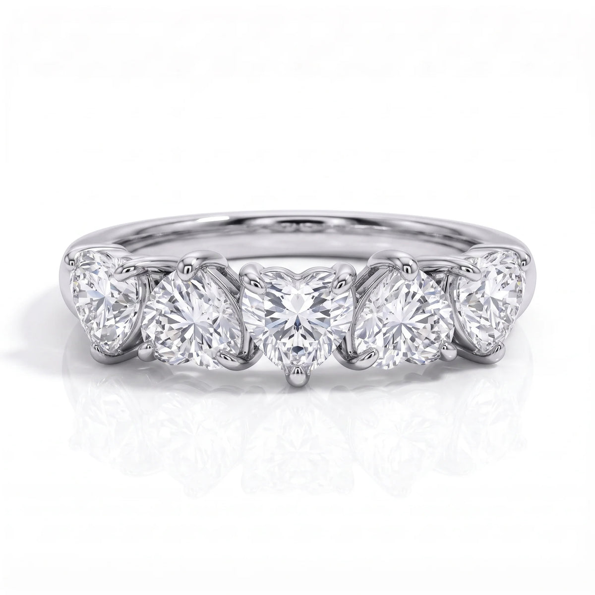 Heart Shape Lab-Grown Diamond Five Stone Anniversary Ring | Triple Jewelry