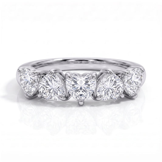 Heart Shape Lab-Grown Diamond Five Stone Anniversary Ring | Triple Jewelry