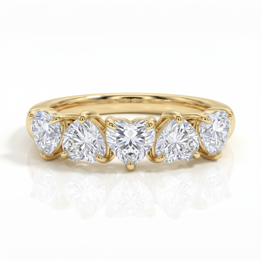 Heart Shape Lab-Grown Diamond Five Stone Anniversary Ring | Triple Jewelry