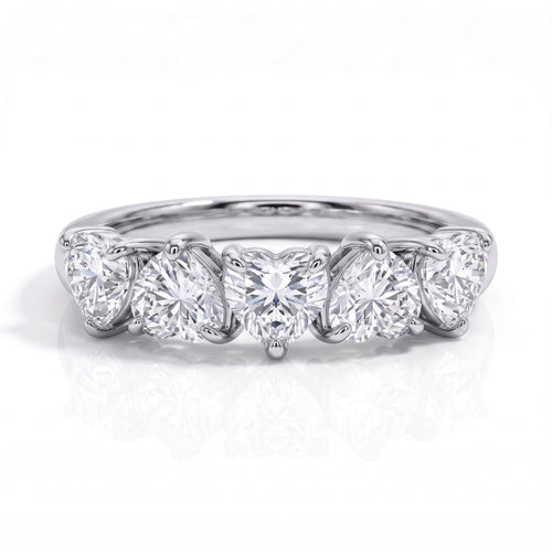 Heart Shape Lab-Grown Diamond Five Stone Anniversary Ring | Triple Jewelry