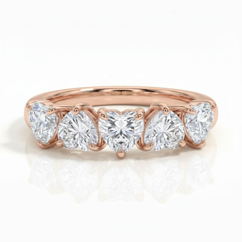 Heart Shape Lab-Grown Diamond Five Stone Anniversary Ring | Triple Jewelry