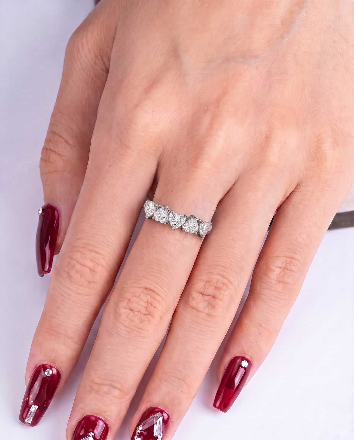 Heart Shape Lab-Grown Diamond Five Stone Anniversary Ring | Triple Jewelry