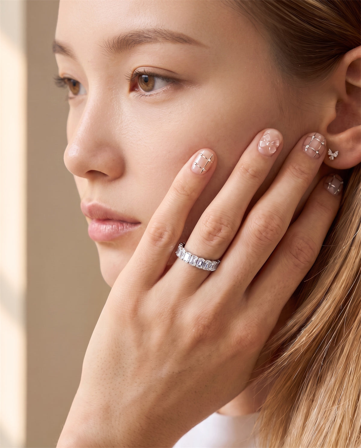 Emerald Cut Lab-Grown Diamond Bezel Full Eternity Band 1.0-2.5cttw | 14k/18k/Vermeil - Triple Jewelry