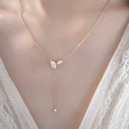 Marquise Leaf Lab-Grown Diamond Lariat Drop Necklace | Triple Jewelry