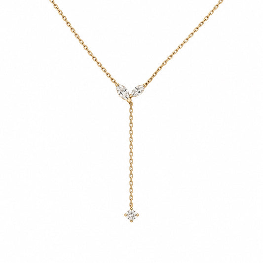 Marquise Leaf Lab-Grown Diamond Lariat Drop Necklace | Triple Jewelry